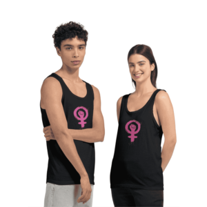 Image thumbnail of a male and female wearing Australian Femicide Watch designed tank-tops/singlets.