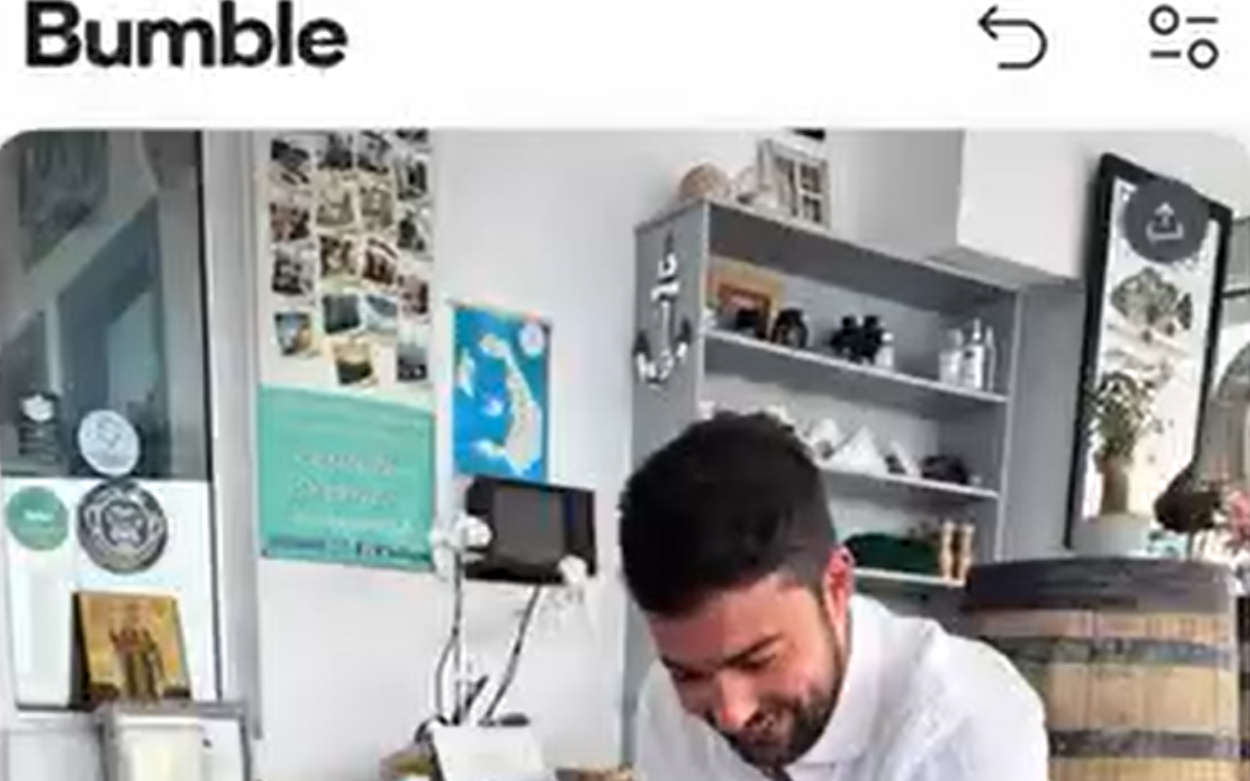 CHEF WHO PUNCHED PARTNER APPEARS ON DATING APP BUMBLE