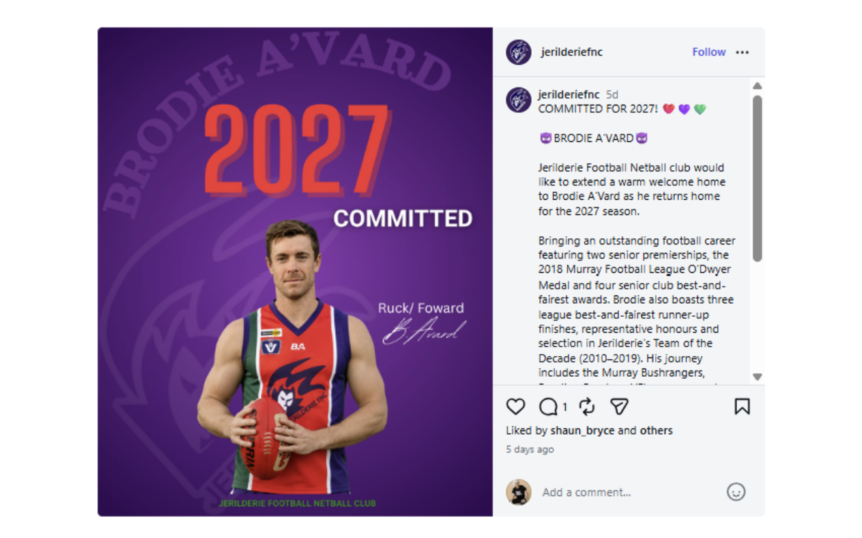 DOMESTIC VIOLENCE PERP BRODIE A’VARD TO PLAY WITH JERILDERIE FNC